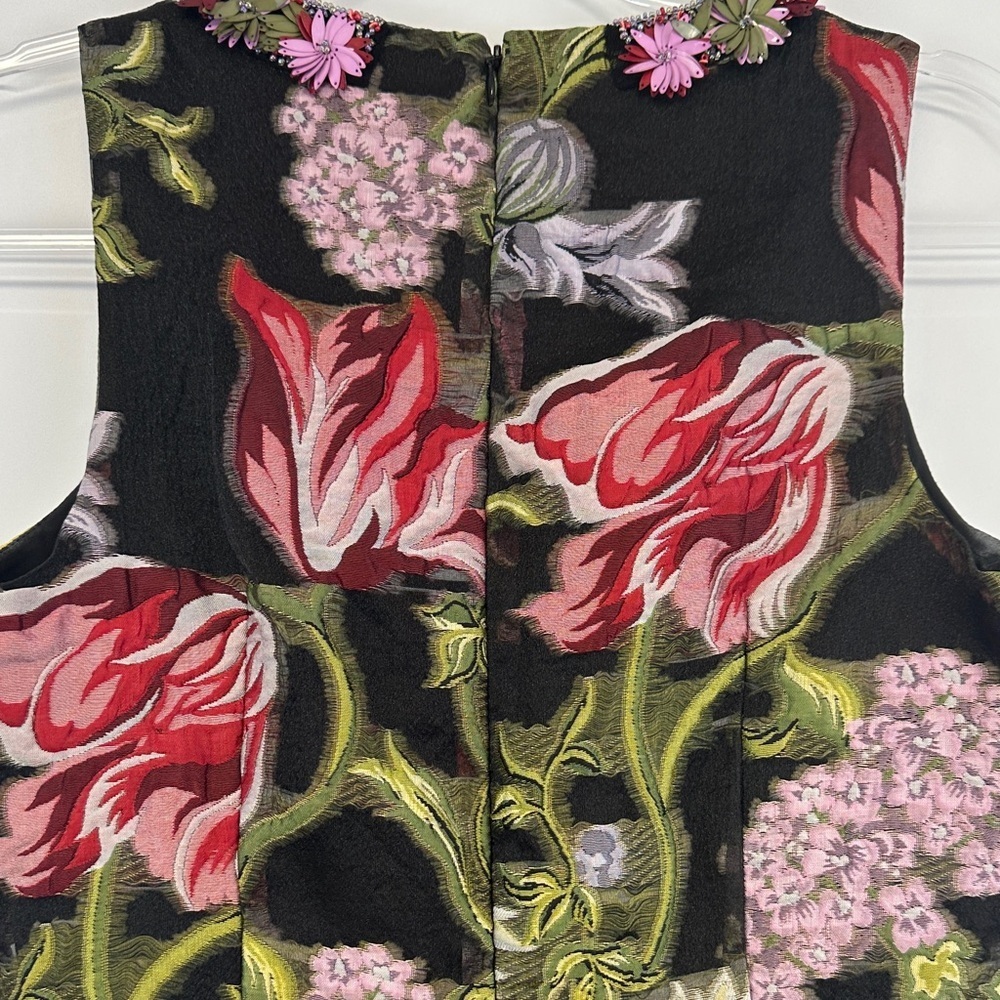 Teri Jon by Rickie Freeman Embellished Floral Jacquard Sleeveless Midi Dress 6 - Picture 8 of 11